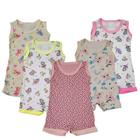 Kit Roupa De Bebê 5 Peças Macacão Regata Banho De Sol Verão