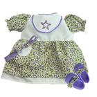 Kit Roupa de Boneca Luxo Adora Reborn Vestido Estrelinha Brilhante Laço de Fita