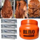 Kit Ruivo 01 Masc 250g + 04 Tintas 7.44 + 04 OX 30vol 90ml