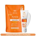 Kit Sabonete Pele Oleosa Acneica Actine Refil + Protetor Solar FPS 80 Sem Cor