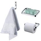 Kit saboneteira porta toalhas papeleira de parede para banheiro lavabo suporte gancho em aço cromado