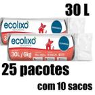 Kit Saco De Lixo 30L Preto C/10Un - Ecolixo (25 Pacotes)
