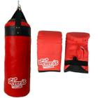 kit saco de pancada / saco de pancadas cheio profissional 70 cm + par de luvas bate saco luva boxe