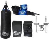 Kit Saco de Pancadas Cheio 70 cm + Luva de Bater Saco + Bandagem Muay Thai + Suporte de Saco para Teto