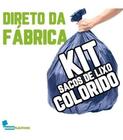 Kit Saco Lixo 60 Litros 100Un Preto + 100Un Azul Reforçado