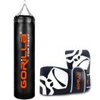 Kit Saco Profissional Reforçado 160 Cm + Luva Bate Saco Pro Adulto Gorilla Boxe Muay Thai Treino