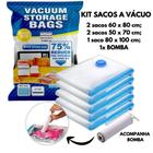 Kit Sacos a Vácuo com Bomba Viagem Mala Organizador Para Roupa Guarda Roupa Edredom Reutilizável