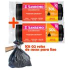 Kit Sacos Para Lixo 60un Em Rolo 30 Litros Reforçado Cozinha Lixeira Banheiro - Sanremo