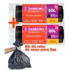 Kit Sacos Para Lixo 60un Em Rolo 50 Litros Reforçado Cozinha Lixeira Banheiro - Sanremo
