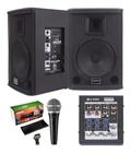 Kit Saga 10 Bt Ativa Passiva Mic Shure Pga 48 Mesa 4 Canais Faculdade apresentação Ar Livre Coral