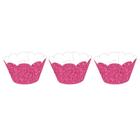 Kit saia p/ cupcake glitter pink c/ 36 un - nc toys