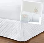 Kit Saia Para Cama Box Casal + Jogo De Lençol Bordado Branco - Casa Pedro