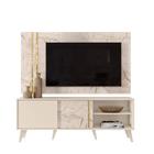 Kit Sala Crown Painel + Rack Pés Palito para TV 65" Calacata/ Off White