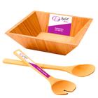 Kit Saladeira Com Talheres para Salada em Bambu Eco Flashy TopGet