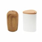 Kit Saleiro E Paliteiro Porta Palitos De Bambu - Decora