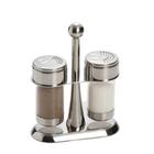 Kit Saleiro e Pimenteiro Inox Com Suporte 120Ml Casambiente