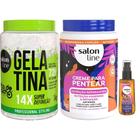 Kit Salon Line Gelatina 1kg + Creme De Pentear Nutricão Reparadora 1Kg + Óleo Capilar Super Óleos 42ml