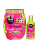 Kit Salon Line Multy Poderosos Creme de Tratamento Melancia 3 em 1 1kg e óleo de tratamento Melancia 50ml