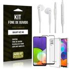 Kit Samsung A22 4G Fone de Ouvido + Capa Anti Impacto + Película Vidro 3D - Armyshield