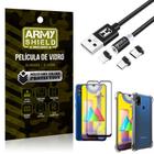 Kit Samsung M31 Cabo Magnético 2 Metros + Capinha + Película 3D - Armyshield