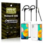 Kit Samsung M32 Fone Sport HS92 + Capinha + Película 3D - Armyshield