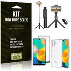 Kit Samsung M32 Mini Tripé Selfie Bluetooth para + Capa Anti Impacto + Película 3D - Armyshield