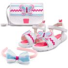 Kit Sandália Infantil MzKid Menina Magic Borboleta Com Bolsa E Tiara