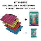 Kit sanitário cachorro + tapete 60x60 + lenço to go 15 flhas - FURACÃO PET