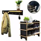 Kit Sapateira Banco e Cabideiro Porta Chaves, Boné e Bolsas em MDF EVALD