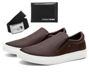 Kit sapatênis Slip On Connect Way + Cinto + Carteira Slin