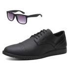 Kit Sapato Oxford Classico Ec Shoes com Cadarço Sola Borracha Leve e Oculos