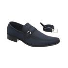 Kit Sapato Social cinto com Fivela nobuck marinho confortavel