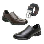 Kit Sapato Social Comfort Masculino de Couro e Cinto Casual