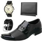 Kit Sapato Social Dhl Masculino Preto + Cinto + Carteira + Relógio