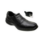 kit sapato social masculino confortavel couro legitimo com cinto