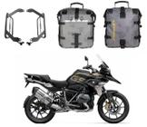 Kit Saxon Par Alforjes Cinza 30L+Suporte Chapam Bmw 1200/250