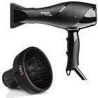 Kit - secador de cabelo profissional taiff black ion 2000w 127v + difusor de ar umiversal gama