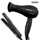 Kit Secador e Chapinha Mondial 2000W Íon Tourmaline 200C Bivolt Preto