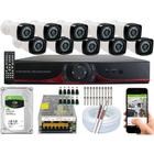 Kit Segurança 10 Câmeras Digitais 1080p 2mp Dvr Full Hd 16ch