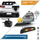 Kit Sensor de Ré Prata + Câmera de Ré Traseira Honda City 2015 2016 2017 2018 2019 2020 Estacionamento Aviso Sonoro