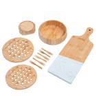 Kit Servir bambu com tábua, bowl e utensílios 11 pç - Oikos