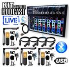 Kit Setup para Podcast Mesa de Som Mixer 07 Canais + 04 Microfones Condensador