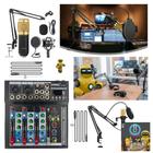 Kit Setup Podcast mesa interface usb bluetooth com 2 microfones condensador