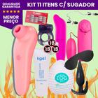 KIT SexShop 11 Itens Sugador de Clitóris + Estimulador Ponto G + Masturbador Masculino Egg Ovo Vagina + Vibrador Bullet Cápsula SexyShop