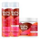 KIT SHAMPOO 300ml CONDICIONADOR 300ml E MÁSCARA CAPILAR RECONSTRUÇÃO TUTANO 500g NEGRA ROSA