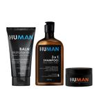 Kit Shampoo 31 Creme Balm Pós Barba Pomada Efeito Molhado Brilho Forte Human 50g