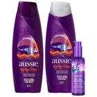 Kit Shampoo Aussie Bye Bye Frizz Maciez e Brilho 180ml + Condicionador 180ml + Leave-in Serum Aussie Non Stop Hydration 95ml