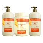 Kit Shampoo Condicionador Banho Creme Mel Bio Extratus 1Kg/L Nutrição Preenchimento Cabelos Porosos