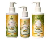Kit Shampoo + Condicionador + Leave In Creme de Pentear Bebê Infantil Aloe Vera Camomila Orgânico Vegano Dermatologicamente testado