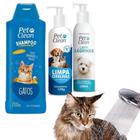 Kit Shampoo Gato + Limpa Lágrima + Limpa Orelha Pet Clean - PetClean